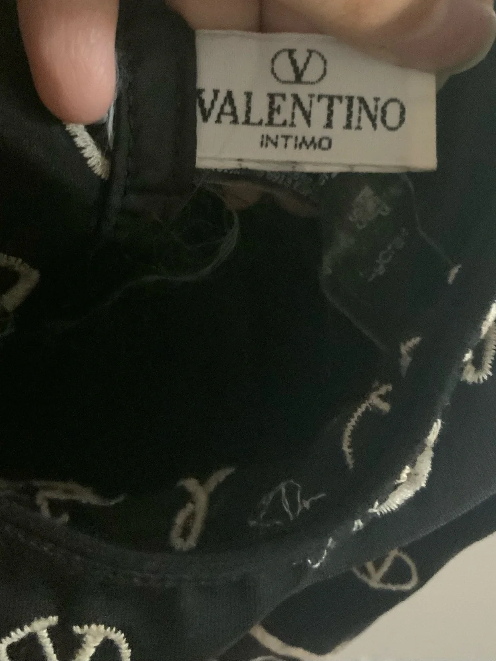 Vintage 90s Valentino Intimo Black Logo Embroidered Thong Bodysuit XS